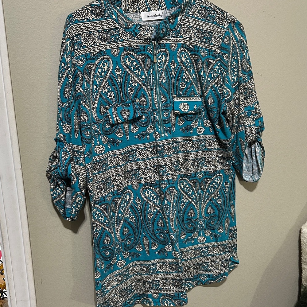 Nanette Lepore Blue Paisley Top